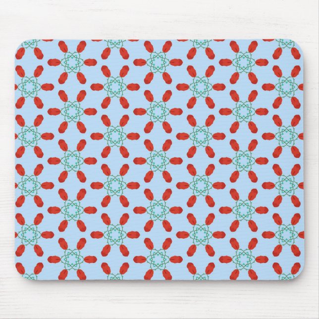  teal floral motifs geometrical pattern design  mouse mat (Front)