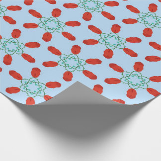  teal floral motifs geometrical pattern design wrapping paper