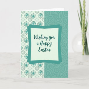 Teal Floral Pattern Easter Card