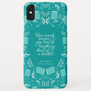 Teal Floral Pride & Prejudice Bookish Quote iPhone XS Max Case