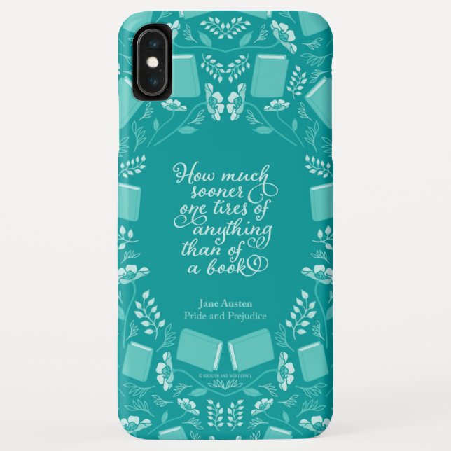 Teal Floral Pride & Prejudice Bookish Quote Case-Mate iPhone Case (Back)