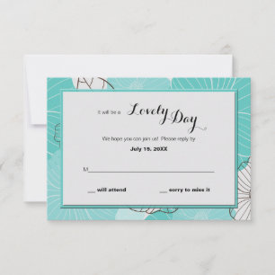 Teal Floral Response Card