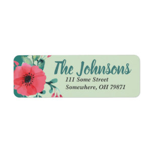 Teal Floral Return Address Label