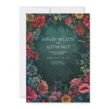 Teal Floral Wedding Invitation