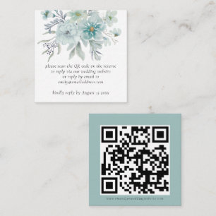 Teal Florals QR Code Wedding RSVP Enclosure Card