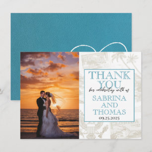 Teal Florida Wedding Photo Thank You Card