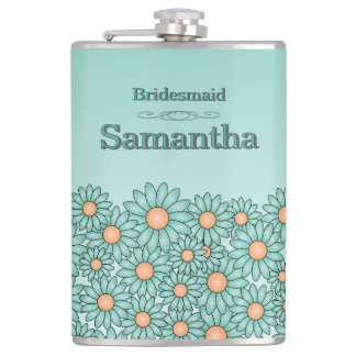 Teal Flower Bridesmaid Flask