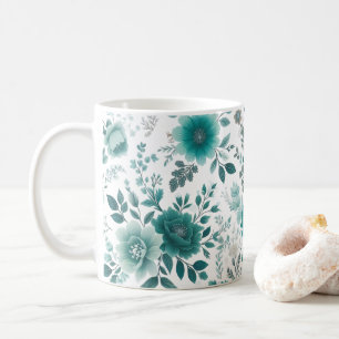💐Teal Flower Delight Coffee Mug