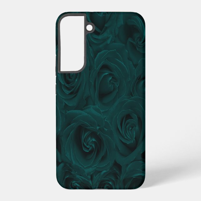 Teal flower roses pattern samsung galaxy case (Back)
