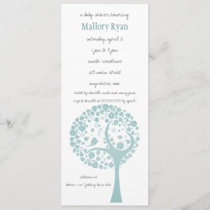 Teal Flowering Tree Baby Shower Invitation