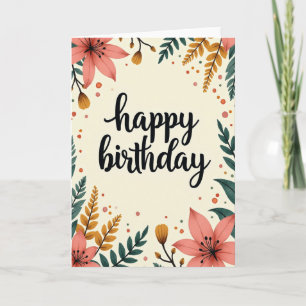 Teal Foliage Birthday Card