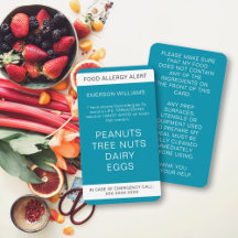 Teal Food Allergy Alert Personalised Chef Card