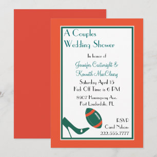 Teal Football Couples Wedding Shower Invitation