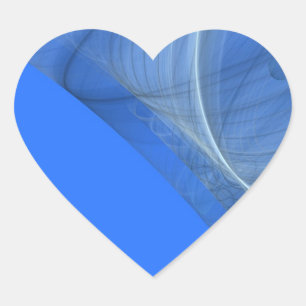 Teal Fractal Background Heart Sticker