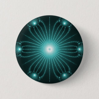 Teal Fractal Flower Button pin