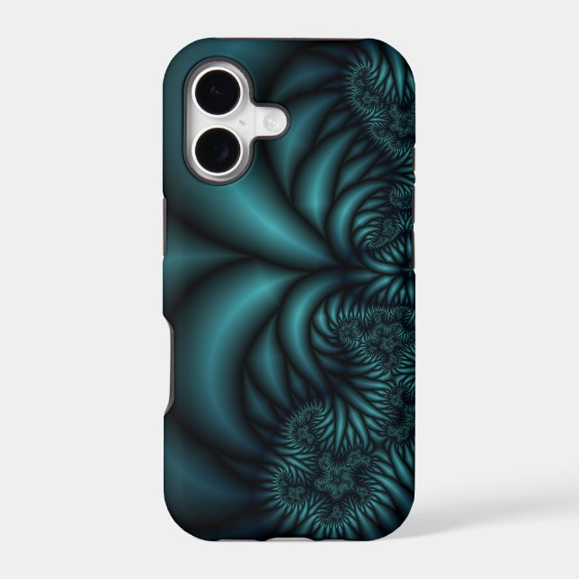 Teal Fractal iphone case (Back)