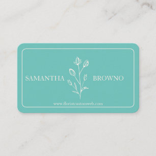 Teal Framed Flower Business Card