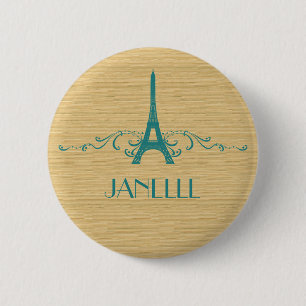 Teal French Flourish Button