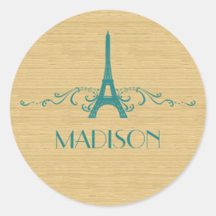 Teal French Flourish Stickers