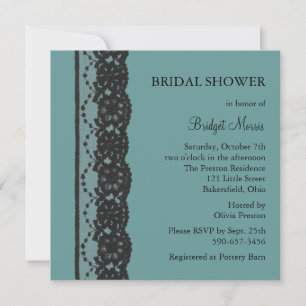 Teal French Lace Bridal Shower 2 Invitation