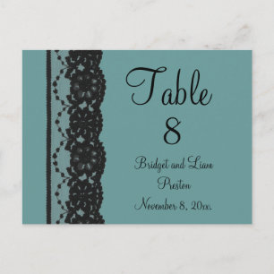 Teal French Lace Table Numer Postcard