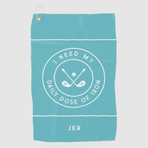 Teal Funny Golfer Iron Quote Personalised Modern Golf Towel