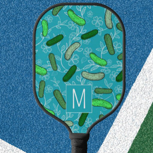 Teal Funny Pickleball Paddle With Custom Monogram