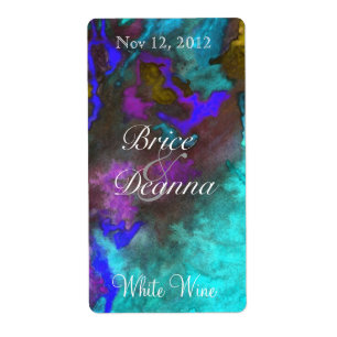 Teal Fusion 2 Wedding Wine Label