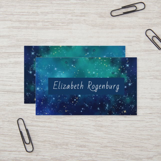 Teal Galaxy Business Card (Front/Back In Situ)