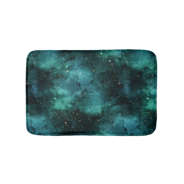 Teal Galaxy Series Design 1 Bath Mat (Front)