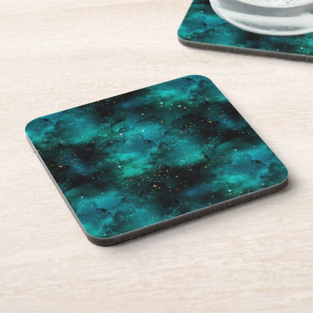 Teal Galaxy Series Design 1 Coaster (Left Side)