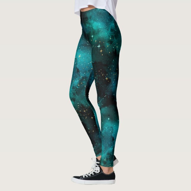 Teal Galaxy Series Design 1   Leggings (Left)