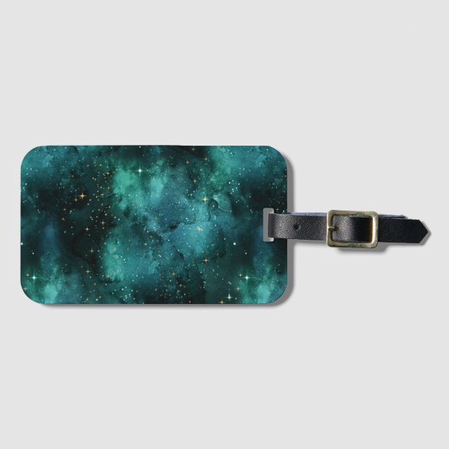 Teal Galaxy Series Design 1  Luggage Tag (Front Horizontal)