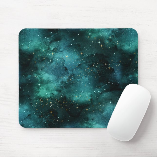 Teal Galaxy Series Design 1 Mouse Mat (With Mouse)