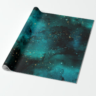 Teal Galaxy Series Design 1 Wrapping Paper