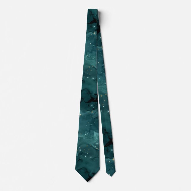 Teal Galaxy Series Design 2 Tie (Front)