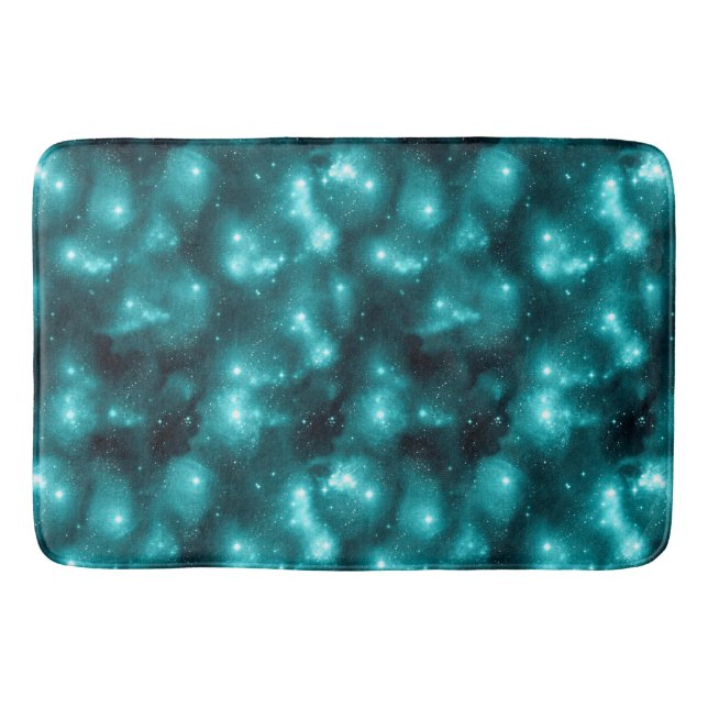 Teal Galaxy Series Design 3 Bath Mat (Front)
