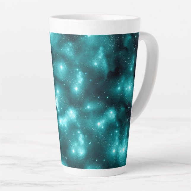 Teal Galaxy Series Design 3 Latte Mug (Right Angle)