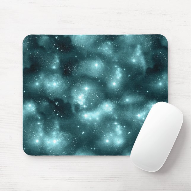 Teal Galaxy Series Design 3  Mouse Mat (With Mouse)