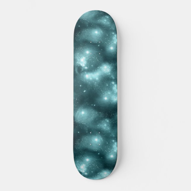 Teal Galaxy Series Design 3 Skateboard (Front)