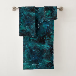 Teal Galaxy Series Design 4 Bath Towel Set