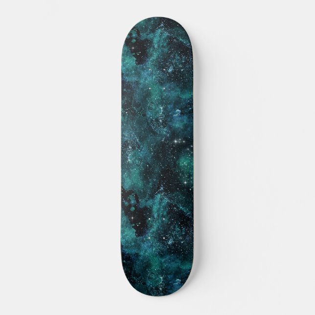 Teal Galaxy Series Design 4 Skateboard (Front)