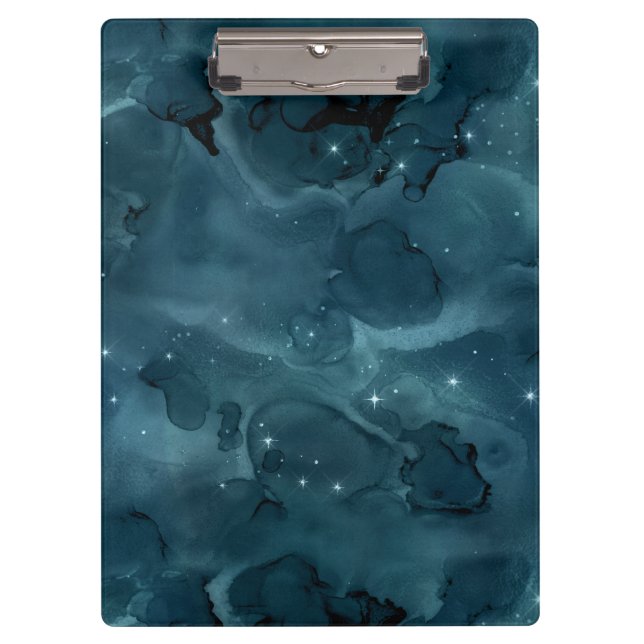 Teal Galaxy Series Design 5  Clipboard (Front)