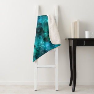 Teal Galaxy Series Design 6 Sherpa Blanket