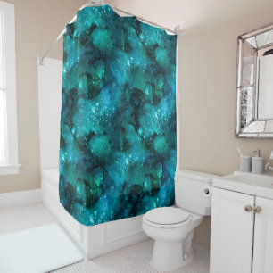 Teal Galaxy Series Design 6  Shower Curtain
