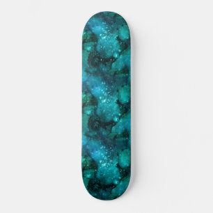Teal Galaxy Series Design 6   Skateboard