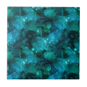 Teal Galaxy Series Design 6 Tile