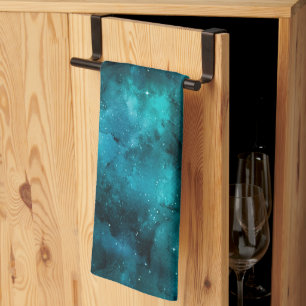 Teal Galaxy Series Design 7 Tea Towel