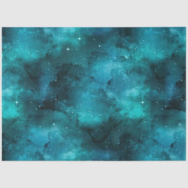 Teal Galaxy Series Design 7 Tissue Paper (Front)
