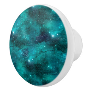 Teal Galaxy Series Design 8 Ceramic Knob